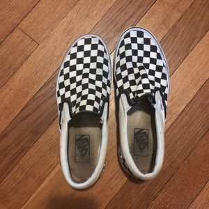 Checkered slip-on vans